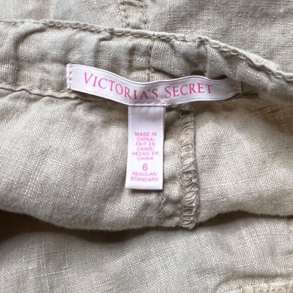 Vintage Victorias Secret‎ 100% Flax Linen Pants Size 6 Light Beige Tan - Picture 3 of 6